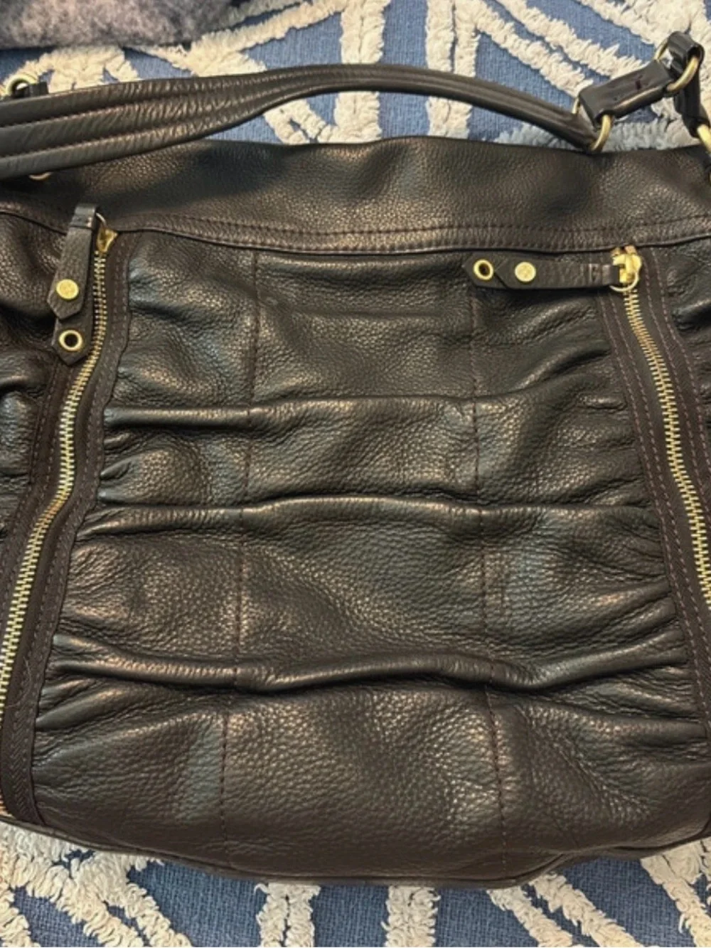 Cole Haan Black Leather Hobo with Gold Accents